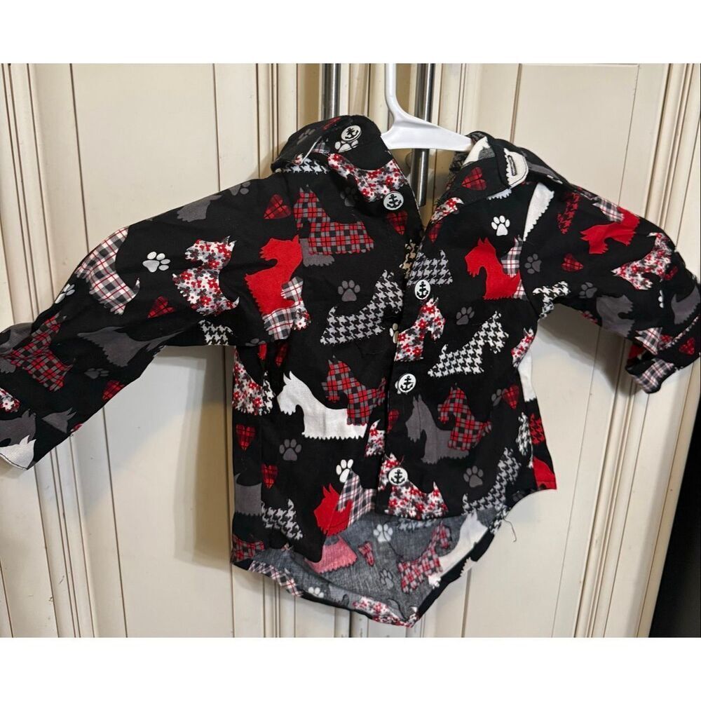 Admiral Gone To The Dogs Button Down Shirt Red Black Size Large NWT